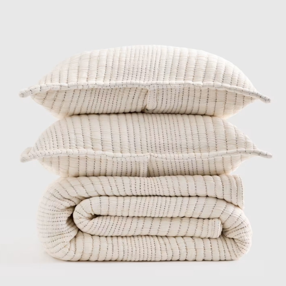 Quince Organic Cotton Channel Matelasse Coverlet